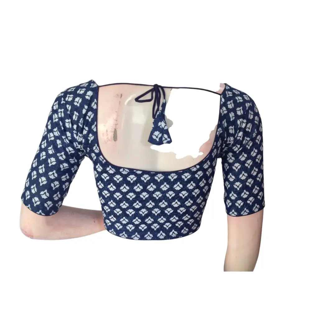 Sapphire Blue Cotton Readymade Saree Blouse: A Royal Touch - D3blouses