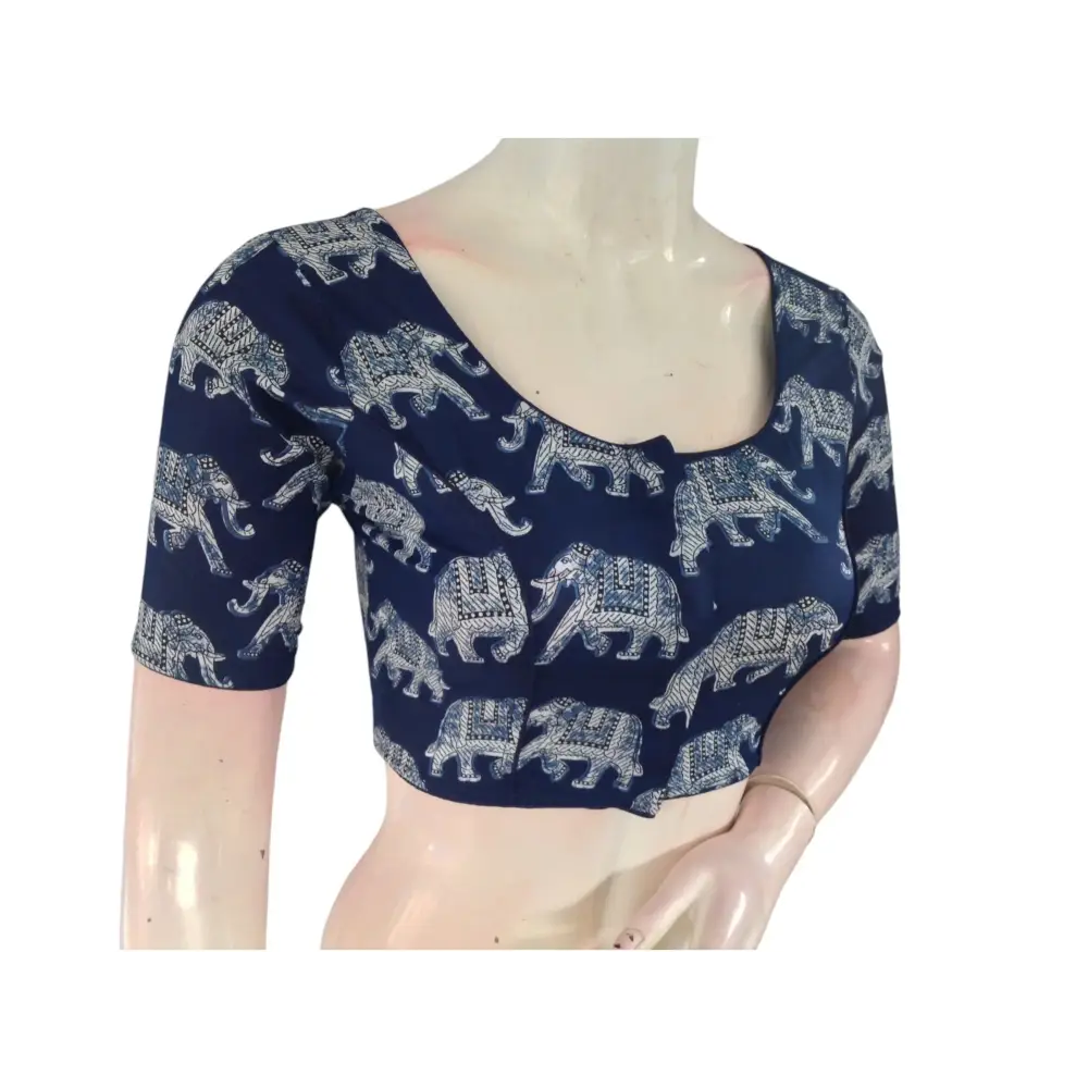 Sapphire Blue Cotton Readymade Saree Blouse: A Royal Touch - D3blouses