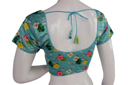 Satin Silk Floral Prints Readymade saree blouse, Indian Silk saree Readymade blouse, Crop top - D3blouses