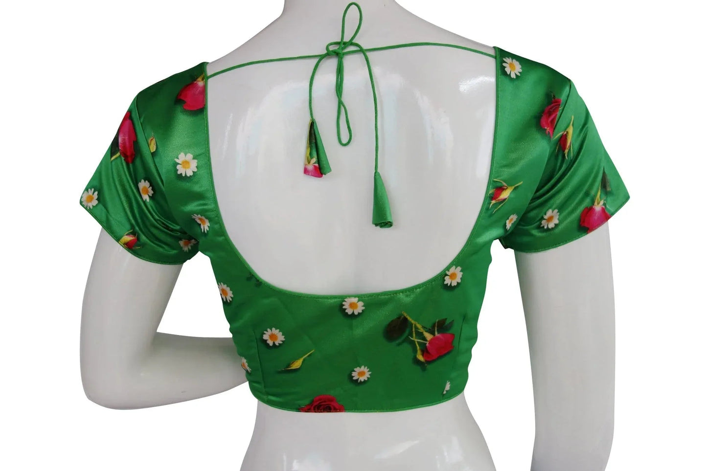 Satin Silk Floral Prints Readymade saree blouse, Indian Silk saree Readymade blouse, Crop top - D3blouses