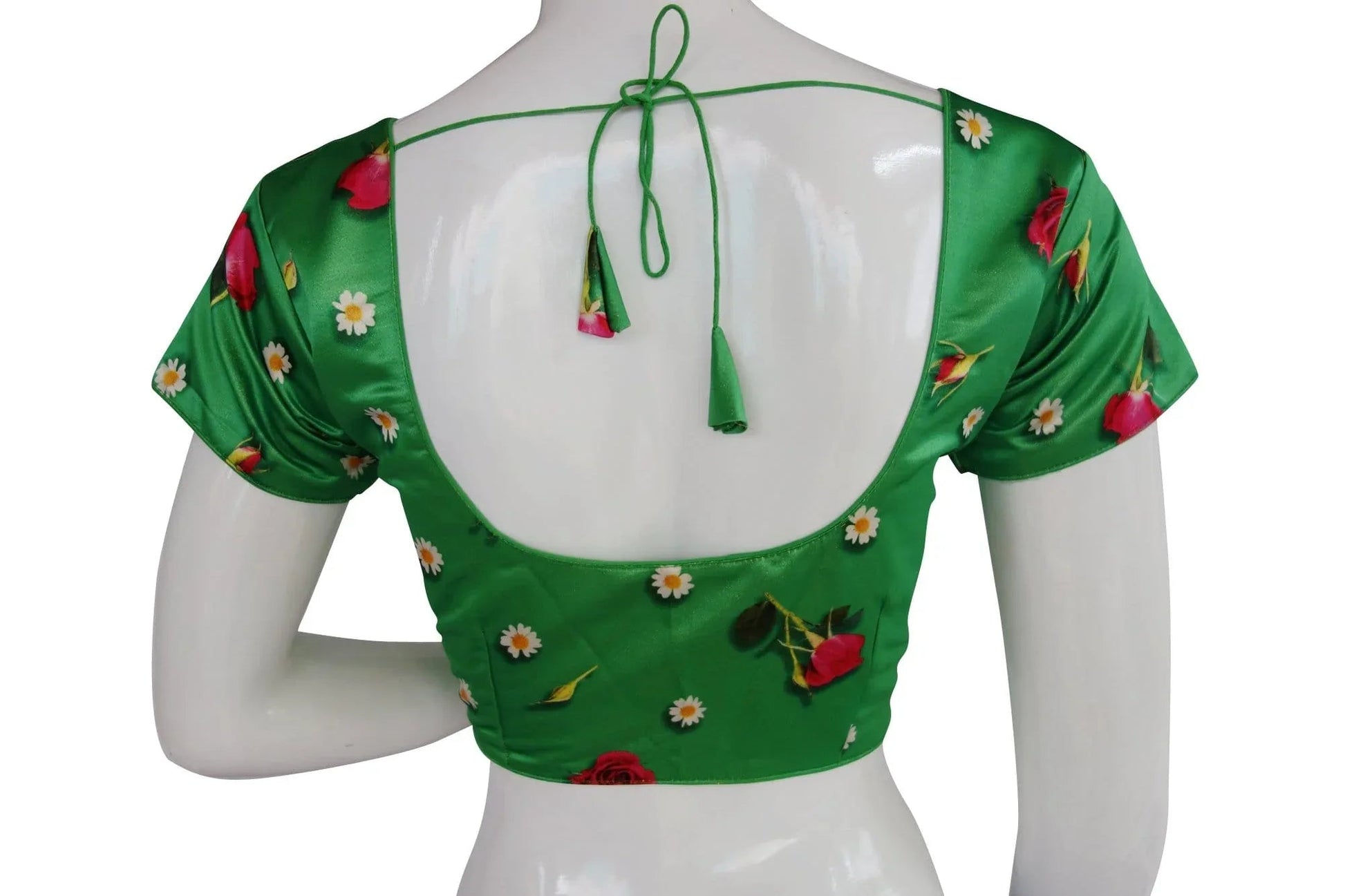 Satin Silk Floral Prints Readymade saree blouse, Indian Silk saree Readymade blouse, Crop top - D3blouses