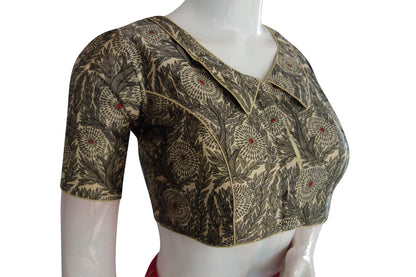 Satin Silk Peter Pan Collar Readymade Blouse With Matching Mask - D3blouses