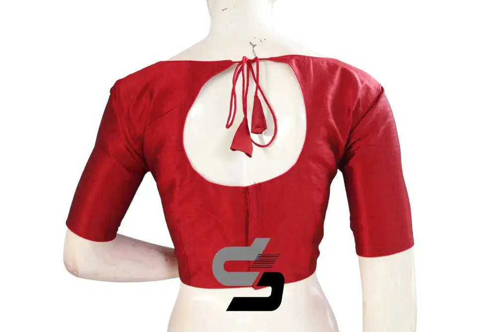 Scarlet Sophistication, Plain Boat Neck Readymade Saree Blouse - D3blouses