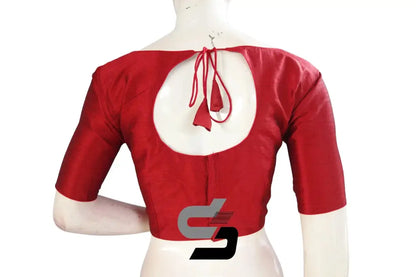 Scarlet Sophistication, Plain Boat Neck Readymade Saree Blouse - D3blouses