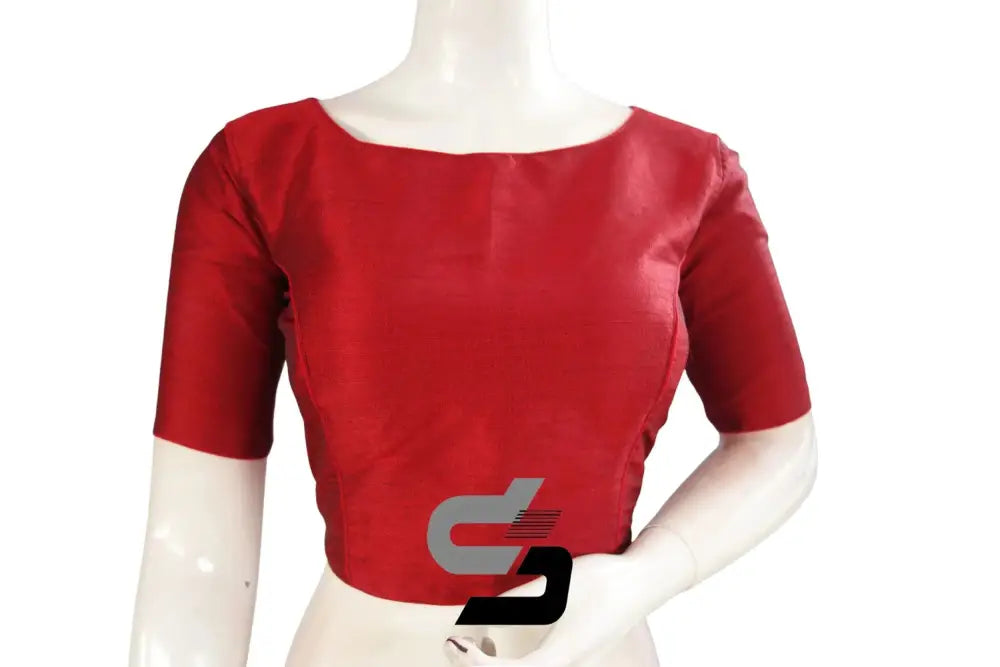 Scarlet Sophistication, Plain Boat Neck Readymade Saree Blouse - D3blouses