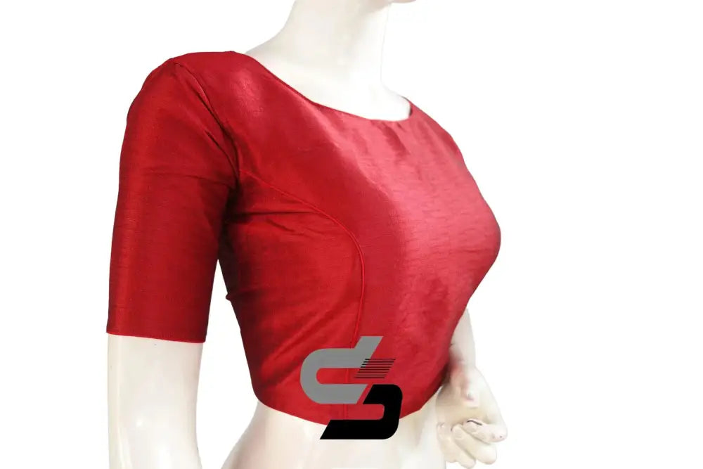 Scarlet Sophistication, Plain Boat Neck Readymade Saree Blouse - D3blouses