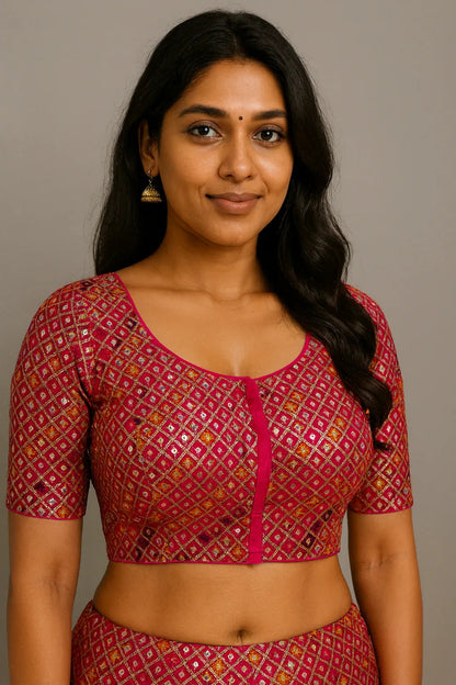 Sequin Designer Saree Blouse – Ready-to-Wear Party & Wedding Choli - D3blouses