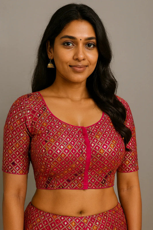 Sequin Designer Saree Blouse – Ready-to-Wear Party & Wedding Choli - D3blouses