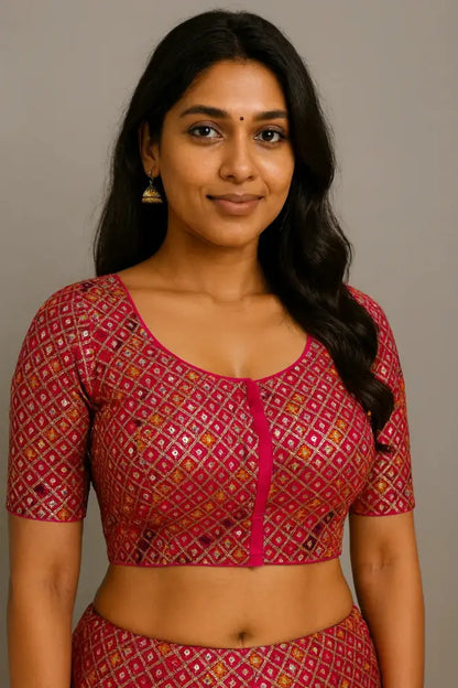 Sequin Designer Saree Blouse – Ready-to-Wear Party & Wedding Choli - D3blouses