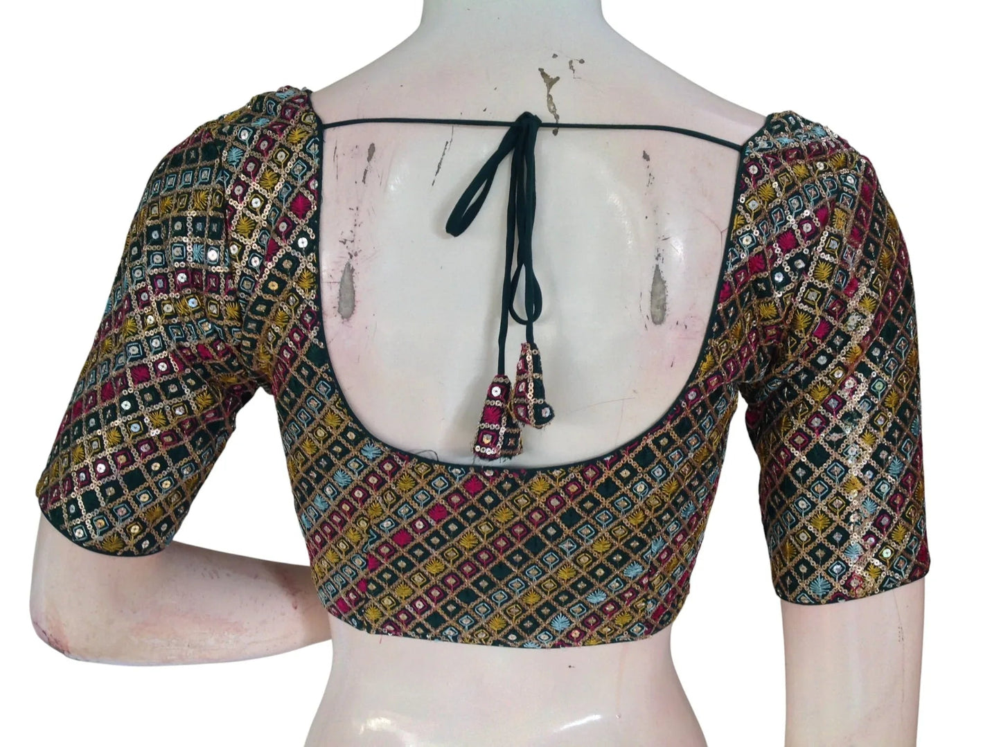 Sequin Designer Saree Blouse – Ready-to-Wear Party & Wedding Choli - D3blouses