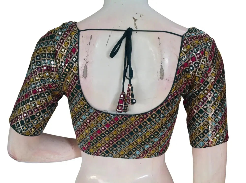 Sequin Designer Saree Blouse – Ready-to-Wear Party & Wedding Choli - D3blouses