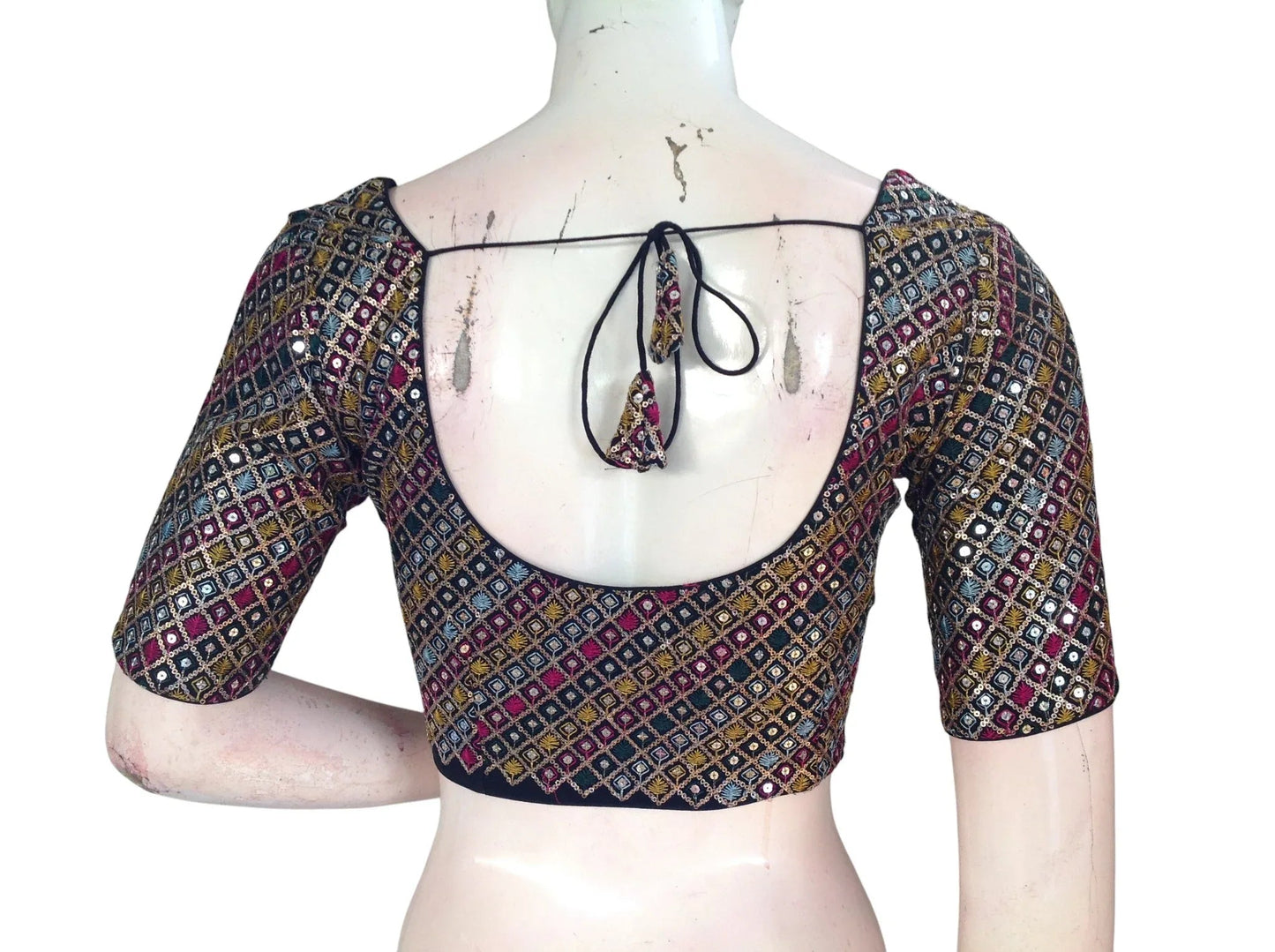 Sequin Designer Saree Blouse – Ready-to-Wear Party & Wedding Choli - D3blouses