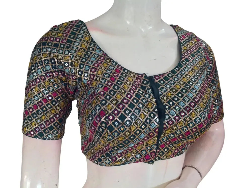 Sequin Designer Saree Blouse – Ready-to-Wear Party & Wedding Choli - D3blouses