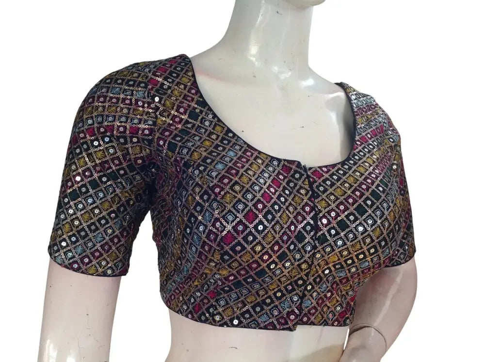 Sequin Designer Saree Blouse – Ready-to-Wear Party & Wedding Choli - D3blouses