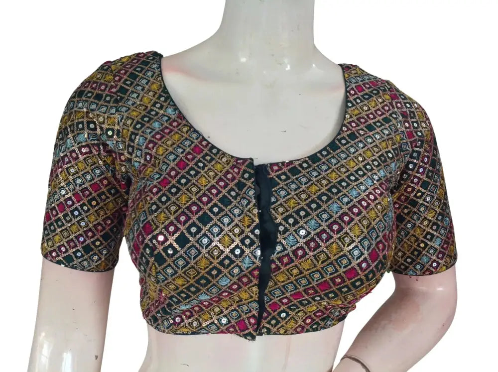 Sequin Designer Saree Blouse – Ready-to-Wear Party & Wedding Choli - D3blouses