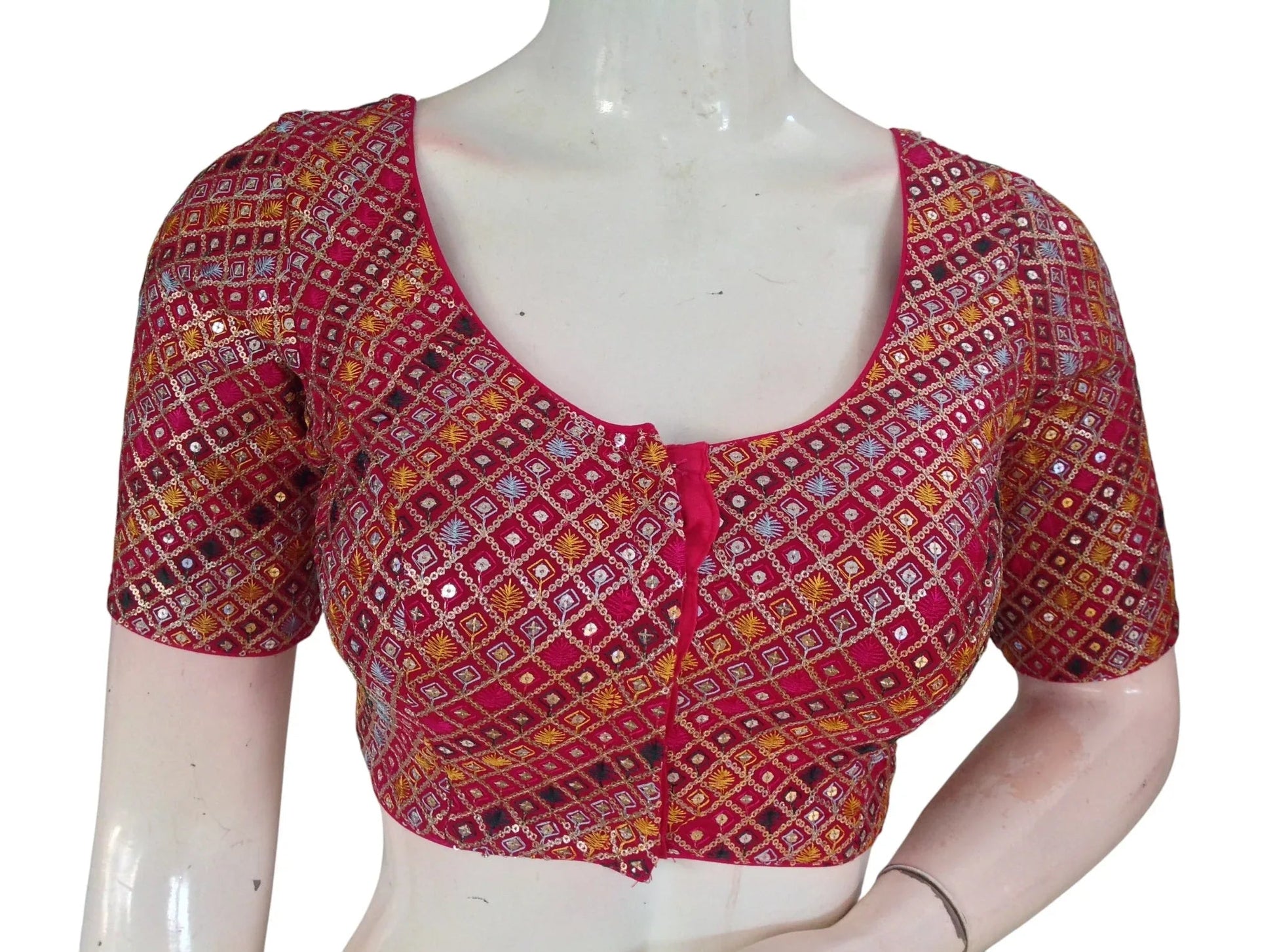 Sequin Designer Saree Blouse – Ready-to-Wear Party & Wedding Choli - D3blouses