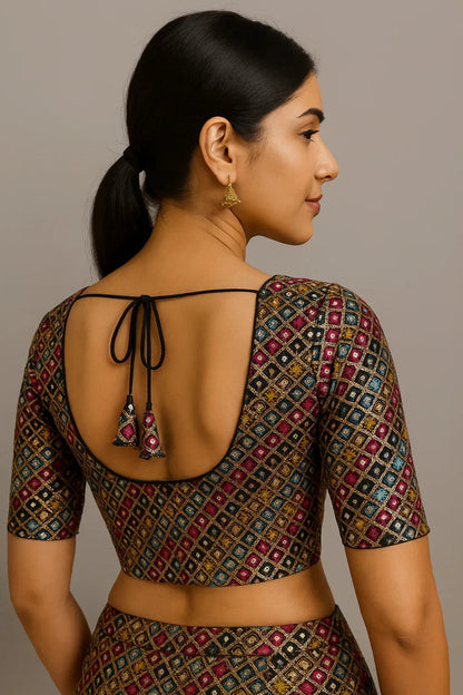 Sequin Designer Saree Blouse – Ready-to-Wear Party & Wedding Choli - D3blouses