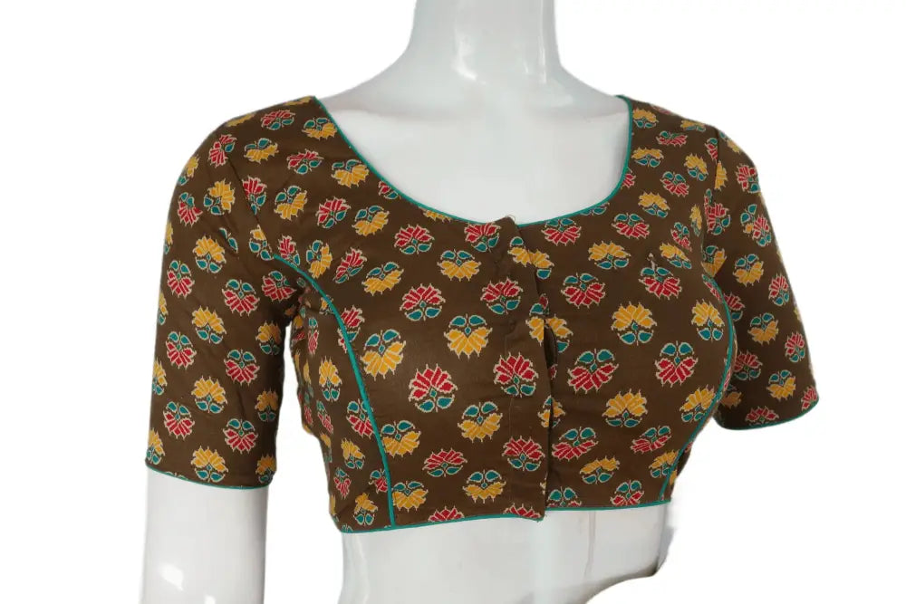 Shade of Green Color Patola Print Cotton Readymade Saree Blouse - D3blouses