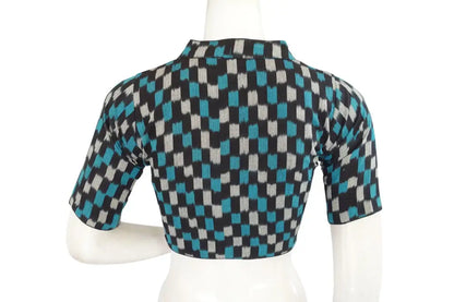 Shop Now for Blue Ikkat Collar Designer Readymade Saree Blouses - D3blouses
