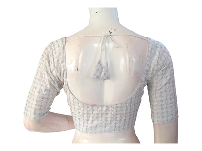 Silver Saree Blouse, Silk Saree Readymade Blouse, Indian Tissue Choli top from D3 Blouses - D3blouses