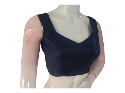 Sleek Black Lycra Partywear Readymade Blouse | Imported Designer Top - D3blouses