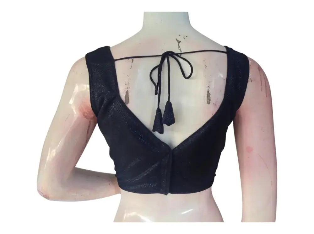 Sleek Black Lycra Partywear Readymade Blouse | Imported Designer Top - D3blouses