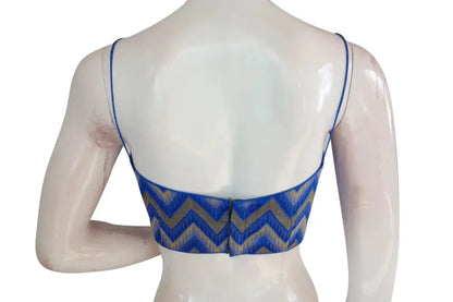 Sleek Multi Ikkat Silk Designer Blouse - Spaghetti Strap Beauty - D3blouses