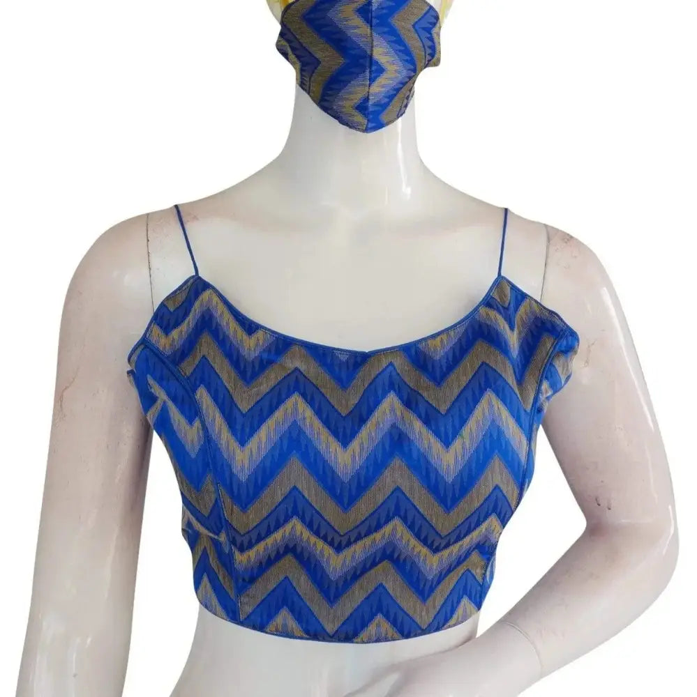 Sleek Multi Ikkat Silk Designer Blouse - Spaghetti Strap Beauty - D3blouses