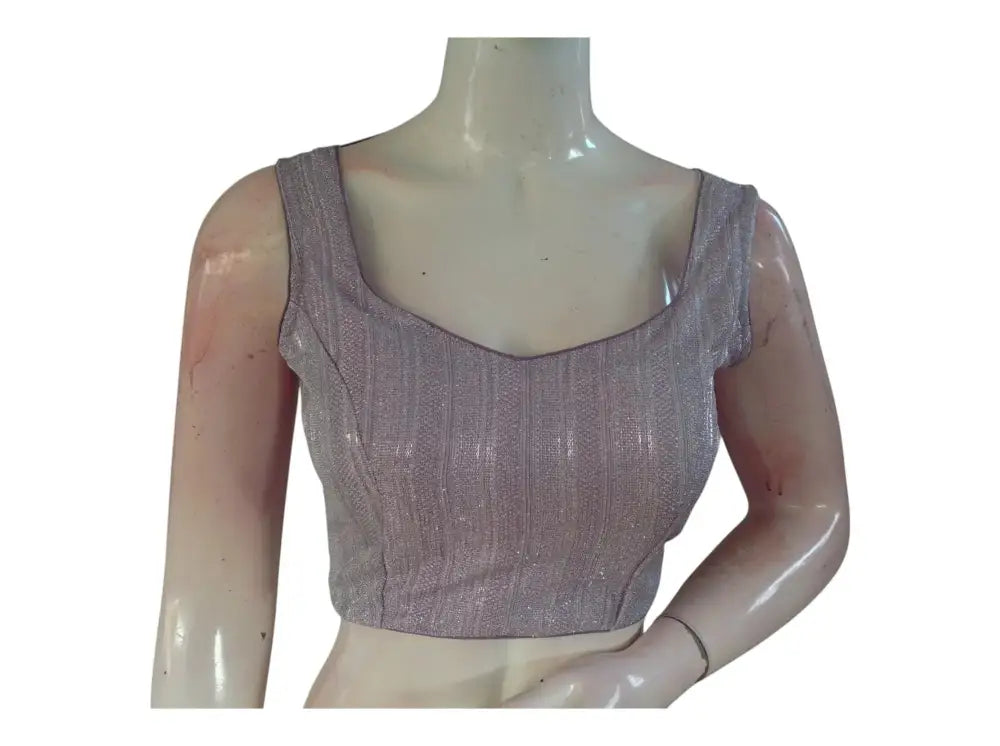 Soft Lavender Color Sequin Blouse: Couture Designer Trendy Saree Top - D3blouses