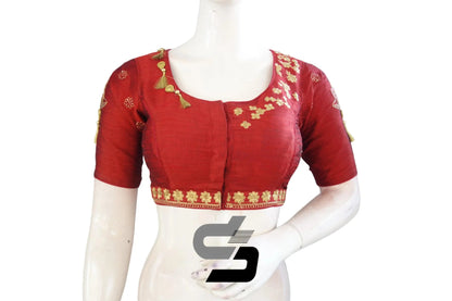 Sophisticated Maroon: Designer High Neck Silk Saree Blouses - D3blouses