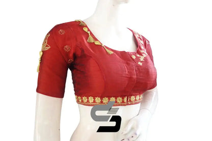 Sophisticated Maroon: Designer High Neck Silk Saree Blouses - D3blouses