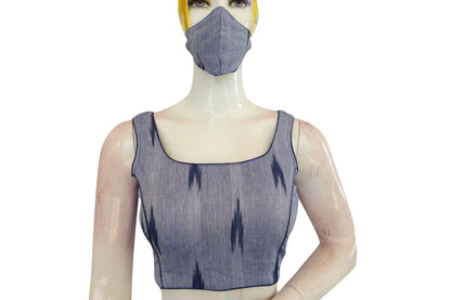 Stylish Blue Ikkat Readymade Blouse, Versatile Wardrobe Essential - D3blouses