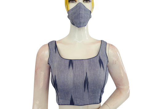 Stylish Blue Ikkat Readymade Blouse, Versatile Wardrobe Essential - D3blouses