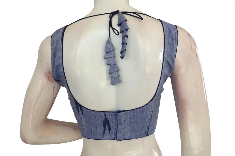 Stylish Blue Ikkat Readymade Blouse, Versatile Wardrobe Essential - D3blouses