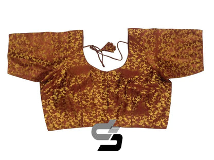Stylish Brown Plus Size Brocade Silk Saree Blouses, Indian Ethnic Wear - D3blouses