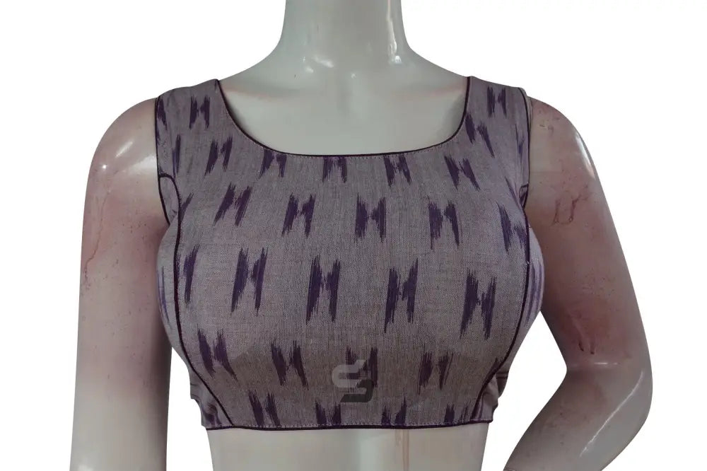 Stylish Purple Ikkat Designer Readymade Saree Blouse, Modern Women's Fashion - D3blouses