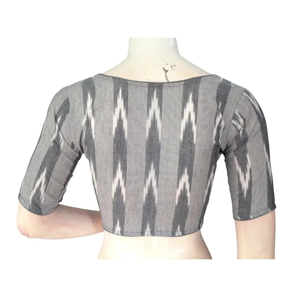 Subtle Chic: Grey Cotton High Neck Blouse - D3blouses
