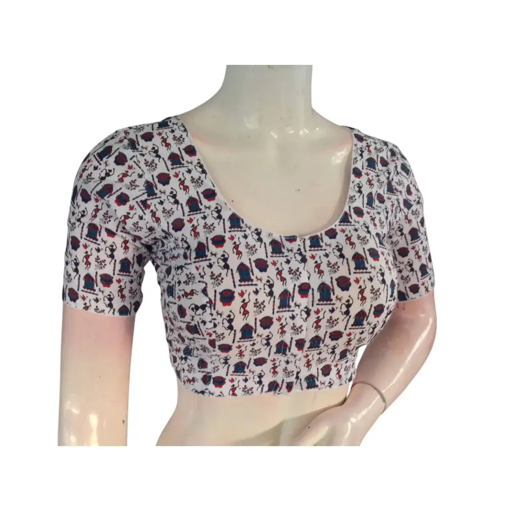 Summer Glow: Off-White Color Cotton Readymade Saree Blouses - D3blouses