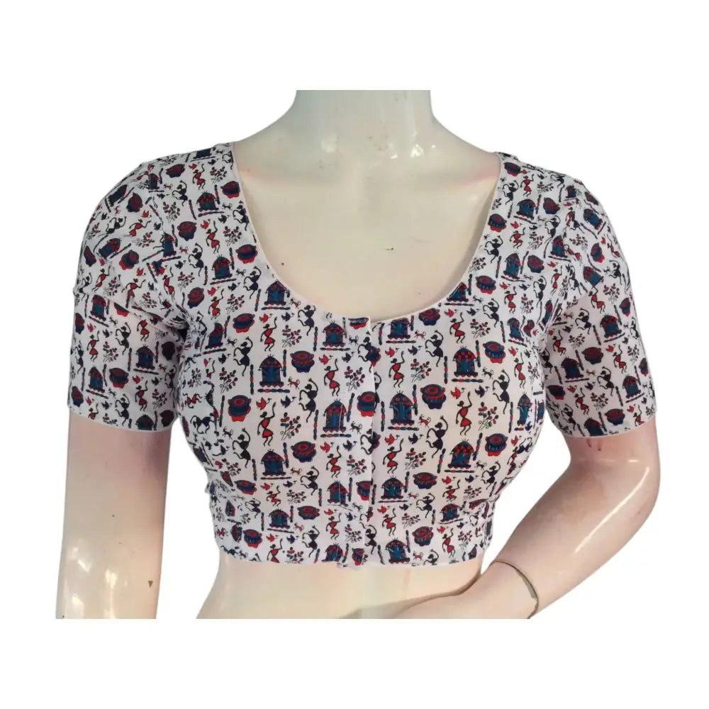 Summer Glow: Off-White Color Cotton Readymade Saree Blouses - D3blouses