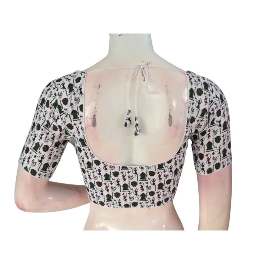 Summer Whispers: Off-White Color Cotton Ready made Saree Blouses - D3blouses