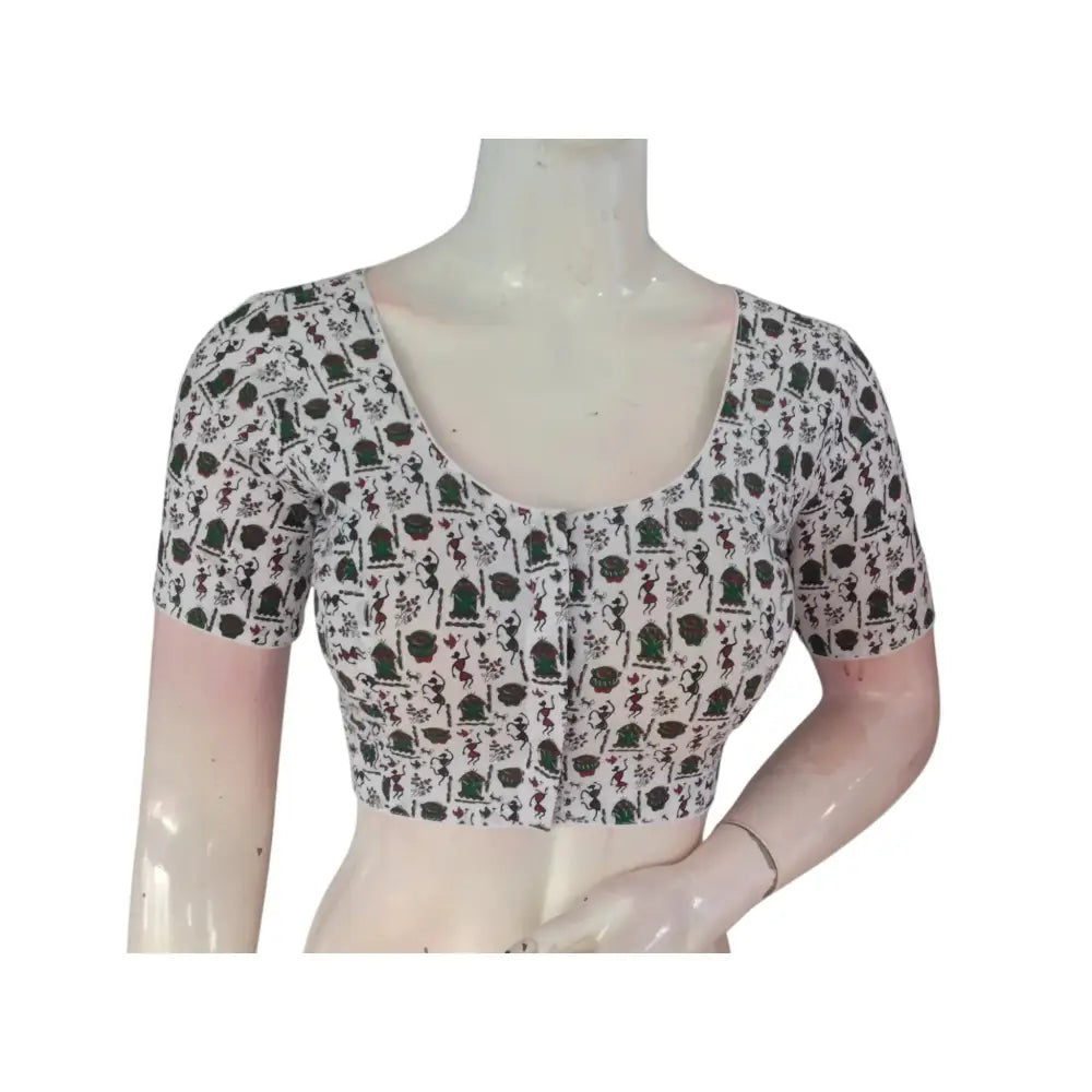 Summer Whispers: Off-White Color Cotton Ready made Saree Blouses - D3blouses