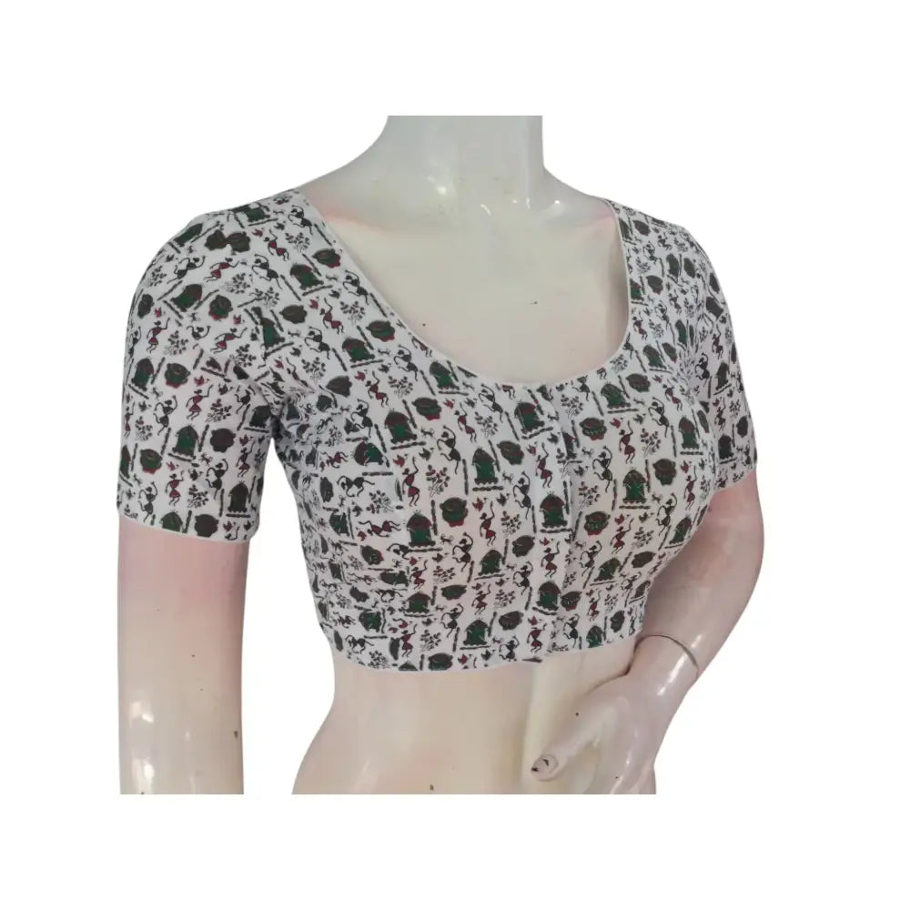 Summer Whispers: Off-White Color Cotton Ready made Saree Blouses - D3blouses