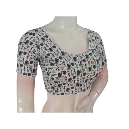 Summer Whispers: Off-White Color Cotton Ready made Saree Blouses - D3blouses