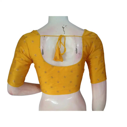Sunshine in a Blouse: Vibrant Yellow Semi-Silk with Intricate Embroidery - D3blouses