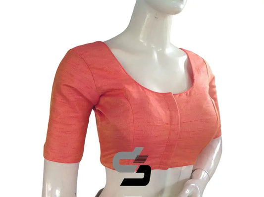Sunshine Muse, Peachy Plain Readymade Saree Blouse - D3blouses