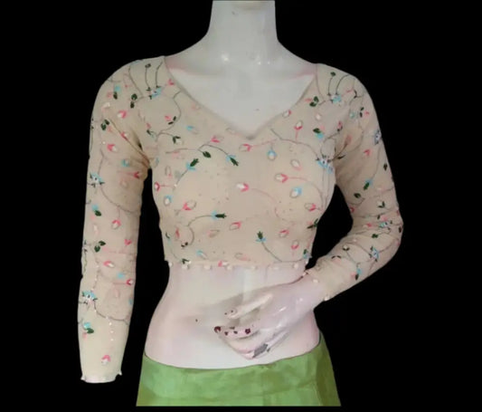 Sustainable Chic: Khadi Cotton Designer Readymade Saree Blouses - D3blouses