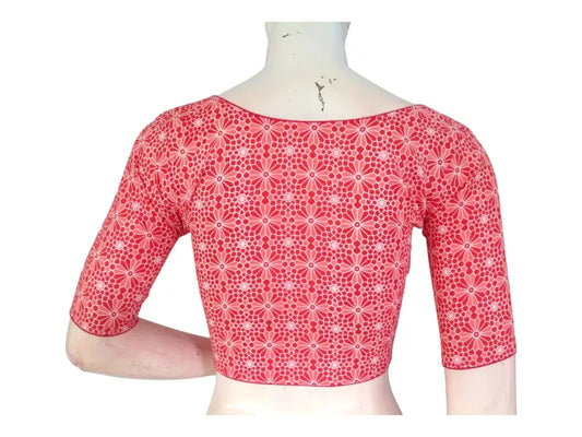 Sweet Summer Style: Peach Pink High-Neck Cotton Blouse - D3blouses