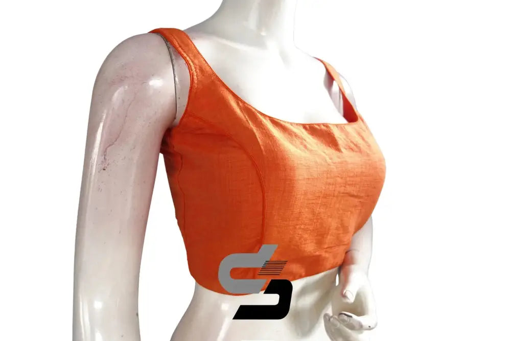 Tangerine Elegance, Orange Plain Silk Designer Readymade Blouse - D3blouses