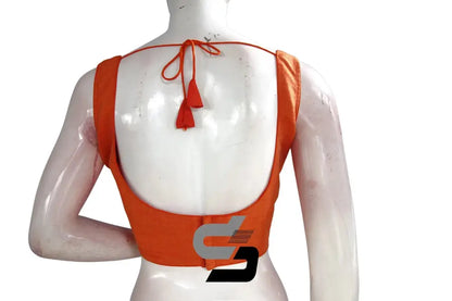 Tangerine Elegance, Orange Plain Silk Designer Readymade Blouse - D3blouses