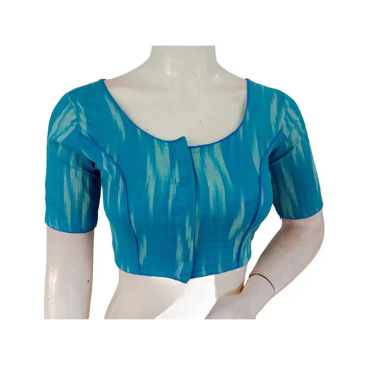 Teal Blue Cotton Readymade Saree Blouse: A Refreshing Choice - D3blouses